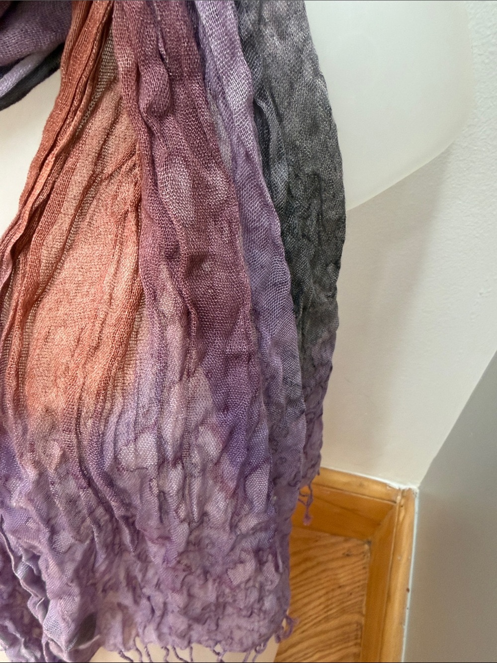VTG Lightweight Lavender Multi-Tone Fringe Scarf Viscose - Picture 6 of 8